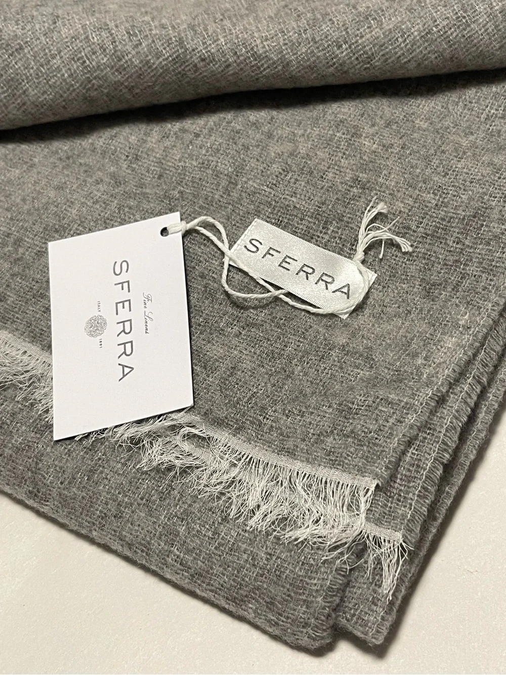 SFERRA Monterosa Grey Cashmere Wool Blend Soft Throw 13x79” Italy NEW $450